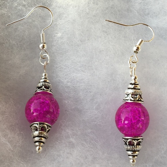 PeaceFrog Jewelry - Pink Sparkly Glass Drop Earrings